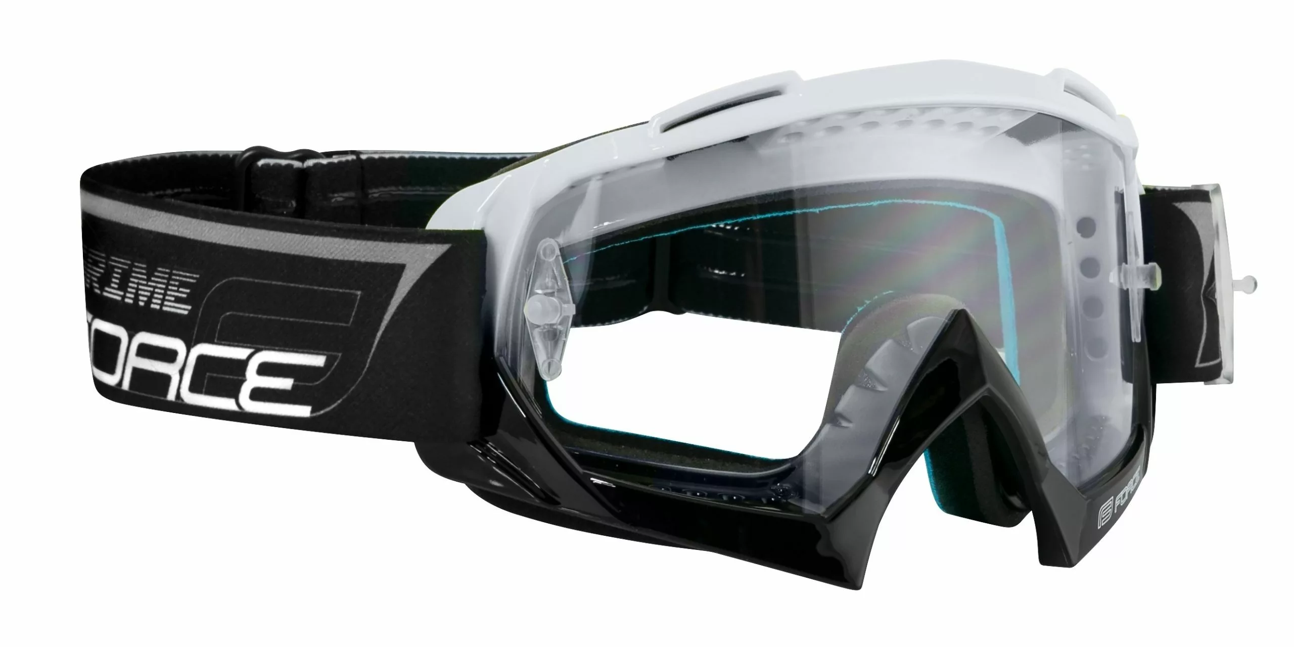 Force Grime Downhill Brille Sort/hvid Med Klar Linse 3 Force Grime Downhill Brille Sort/hvid Med Klar Linse